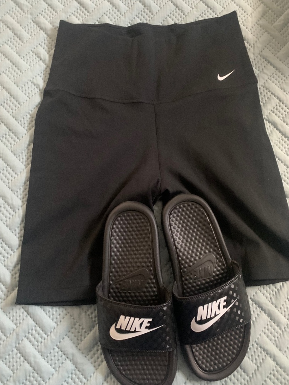 Nike biker shorts M and flip flops size 6. (Will sale separately for offer)